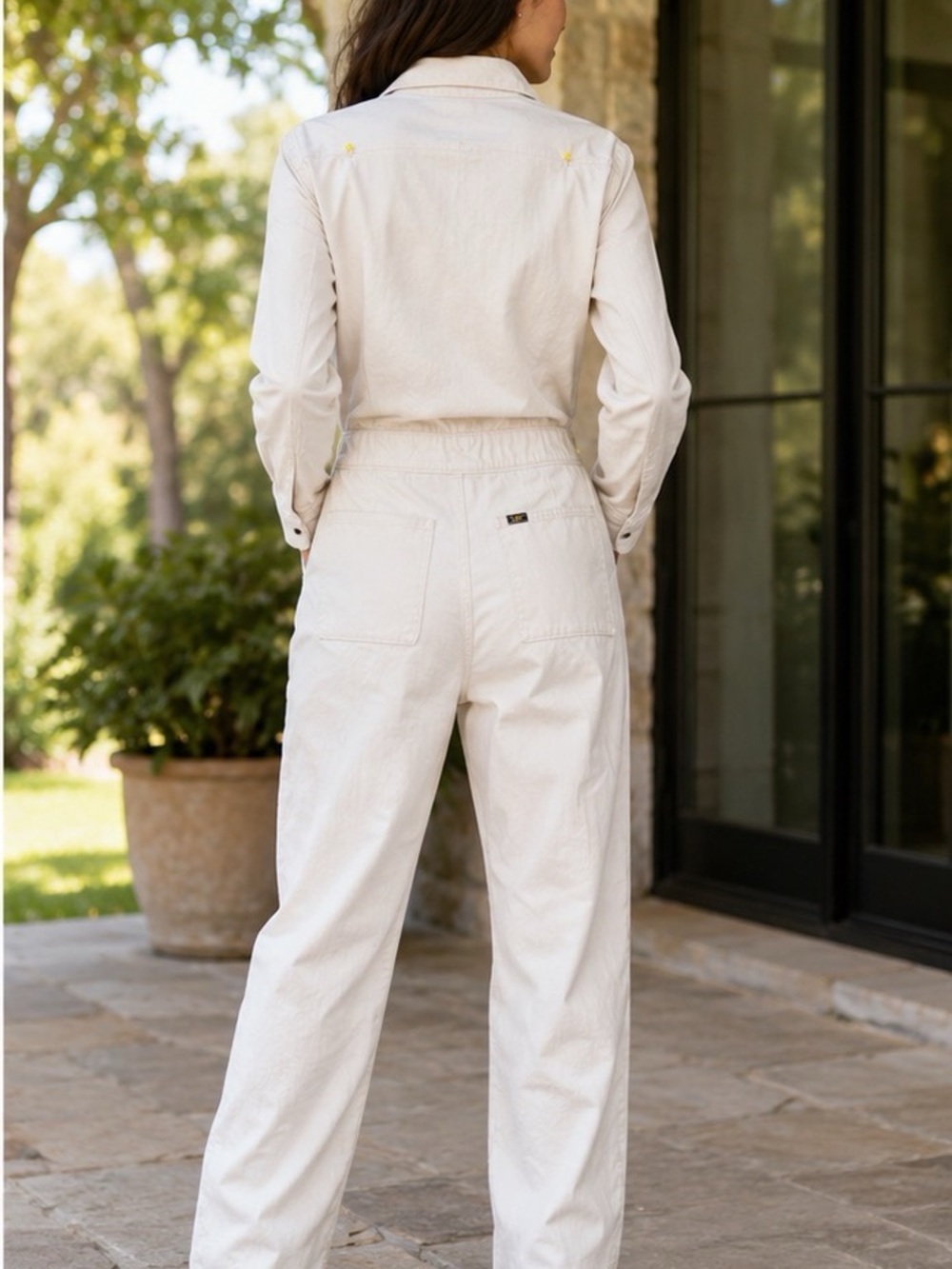 Lee Cream Cotton Utility Coveralls Jumpsuit Medium Workwear Vintage Style - Picture 2 of 8